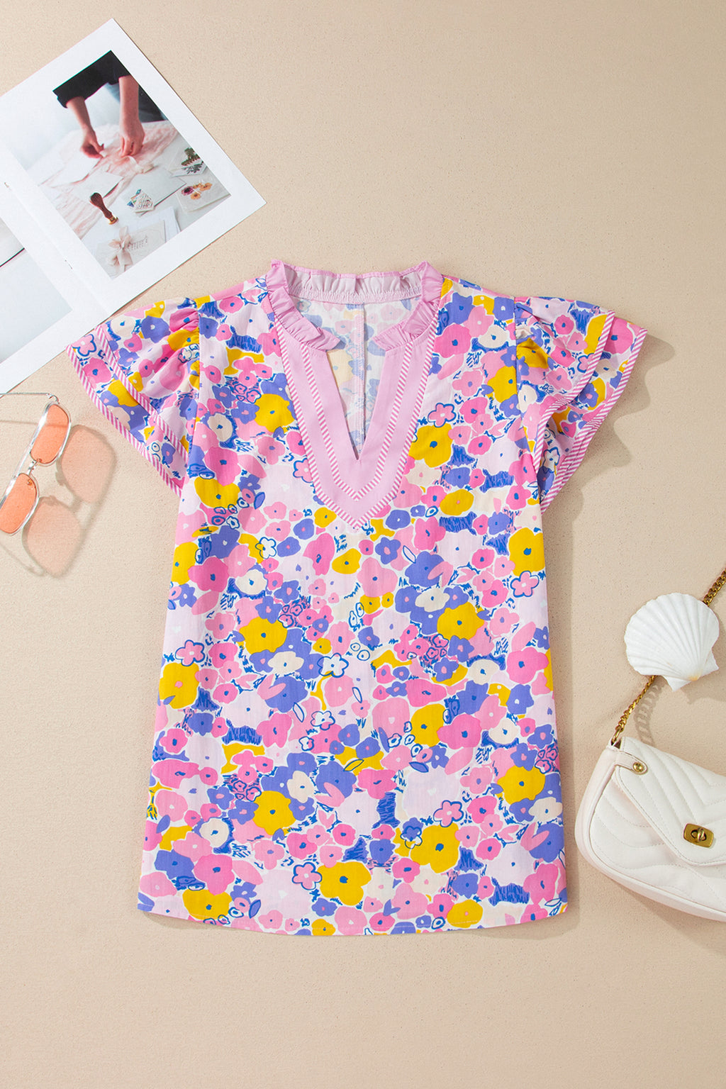 Pink Playful Floral Blouse