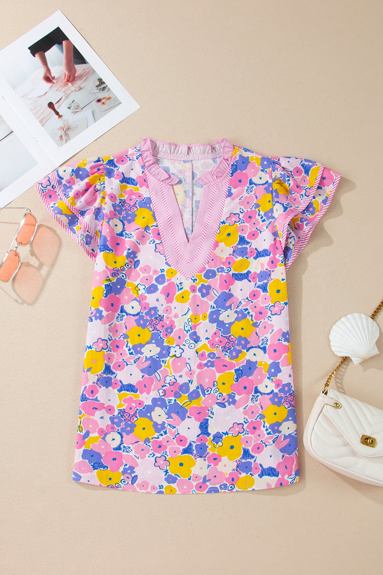 Pink Playful Floral Blouse