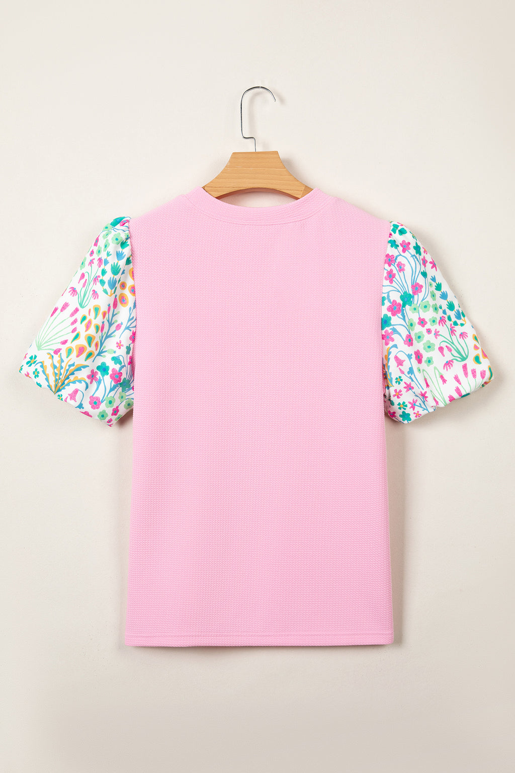 Pink Round Neck Floral Blouse