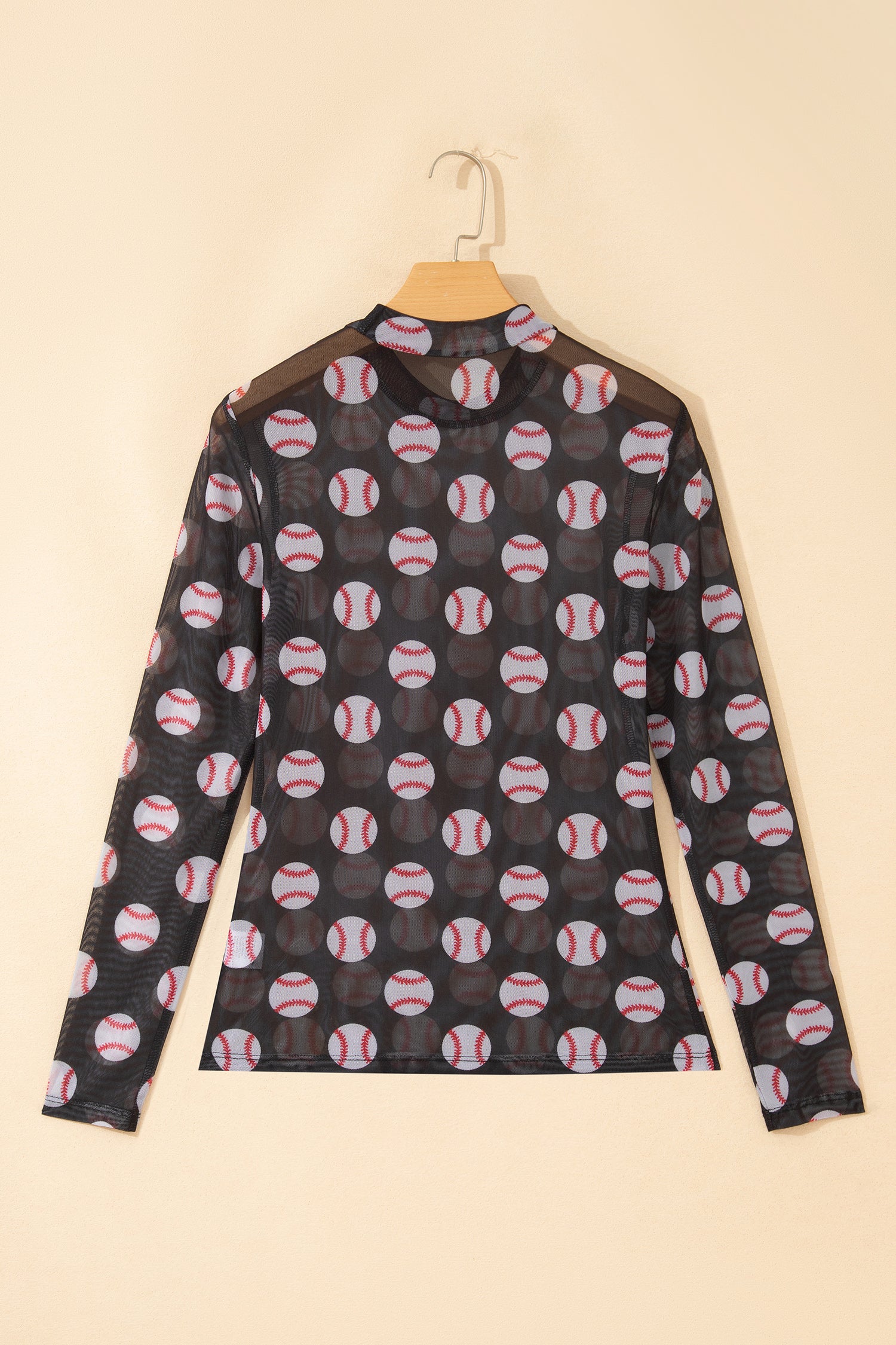 Brown Rugby Game Day Sheer Mesh Long Sleeve Top
