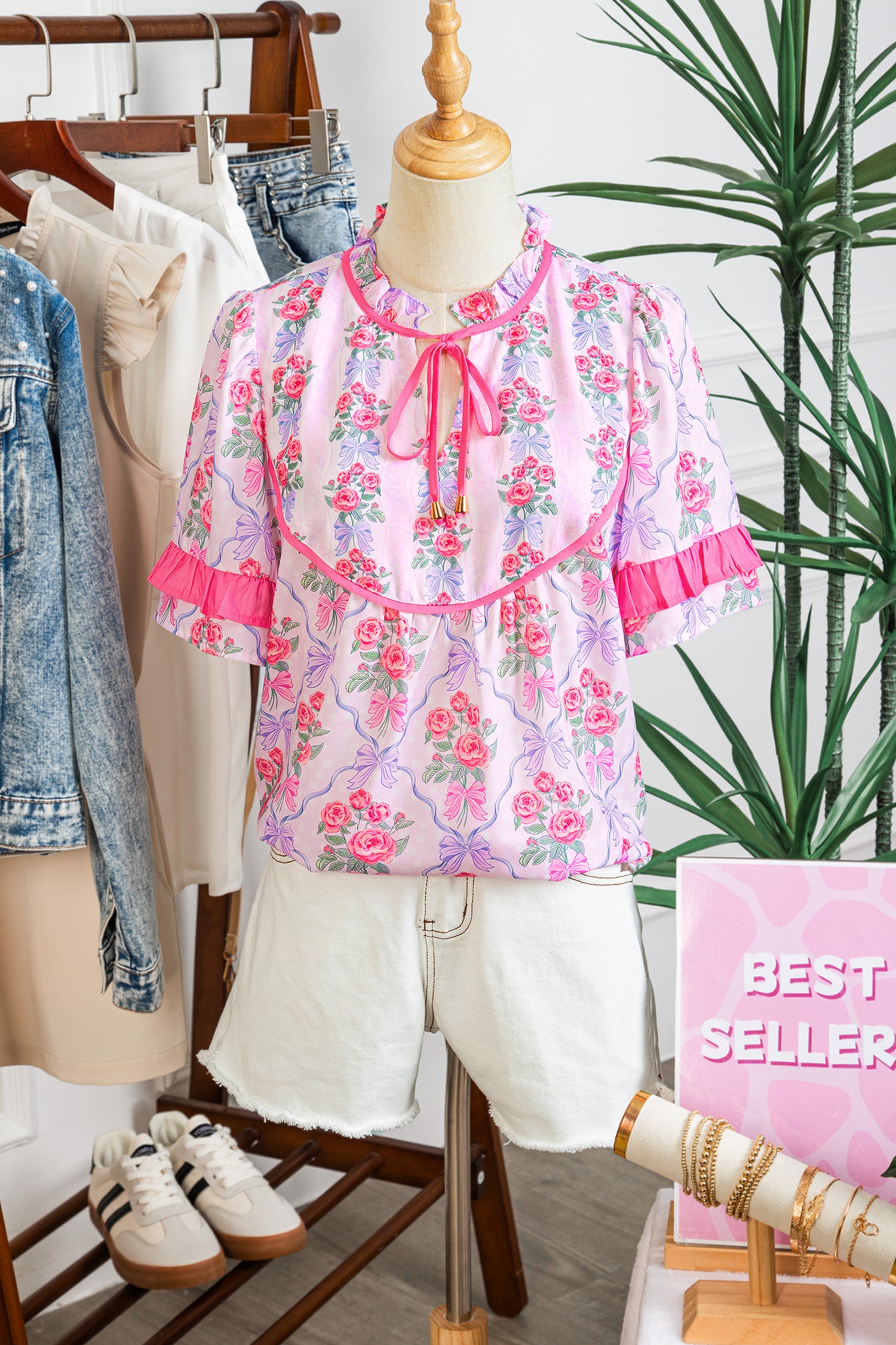 Blooming Floral Bow Blouse