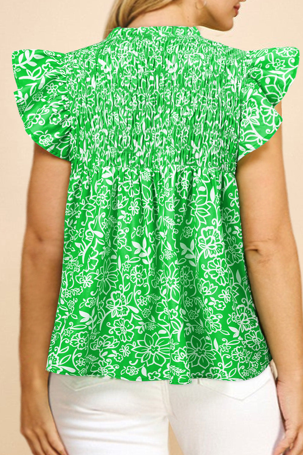 Dashing Spring Floral Flutter Blouse