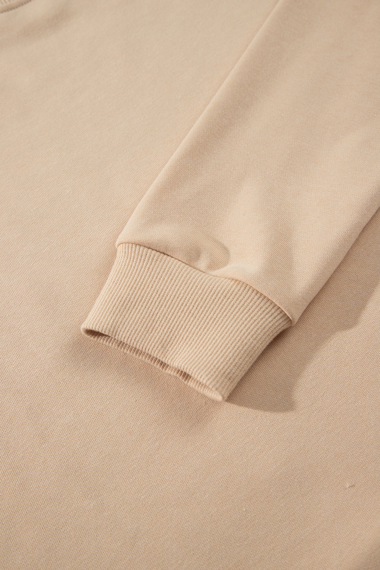 Light French Beige Western Embroidery Round Neck Pullover Long Sleeve Sweatshirt
