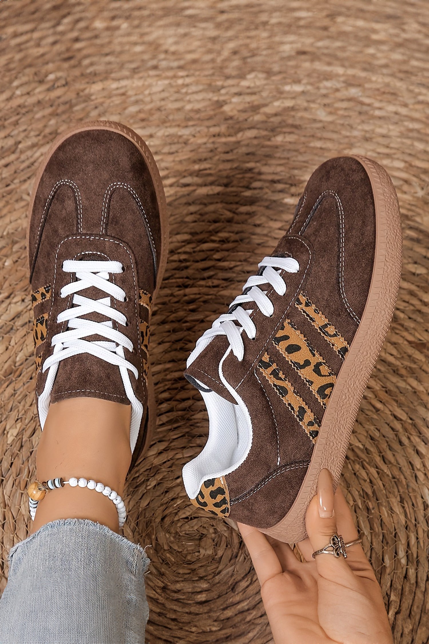 Southern Chic Leopard Lace-Up Sneakers