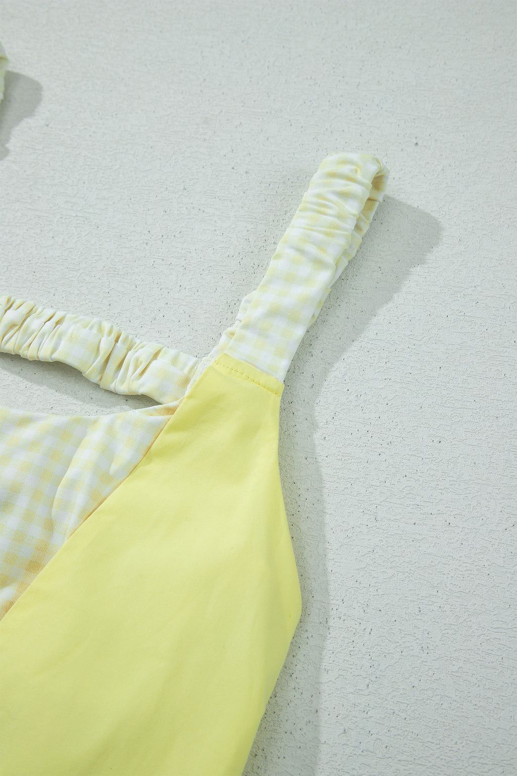 White Faux Two Piece Gingham Contrast Patchwork Loose Mini Dress