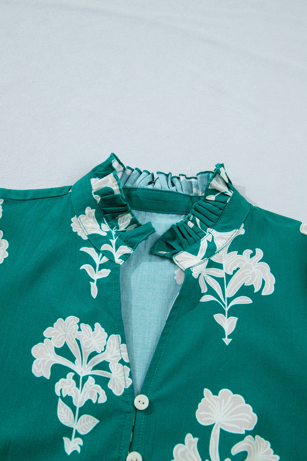Green Frilled Floral Mini Dress