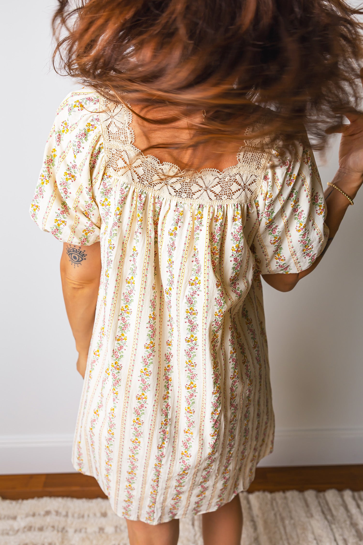 Floral Print Square Neck Mini Dress