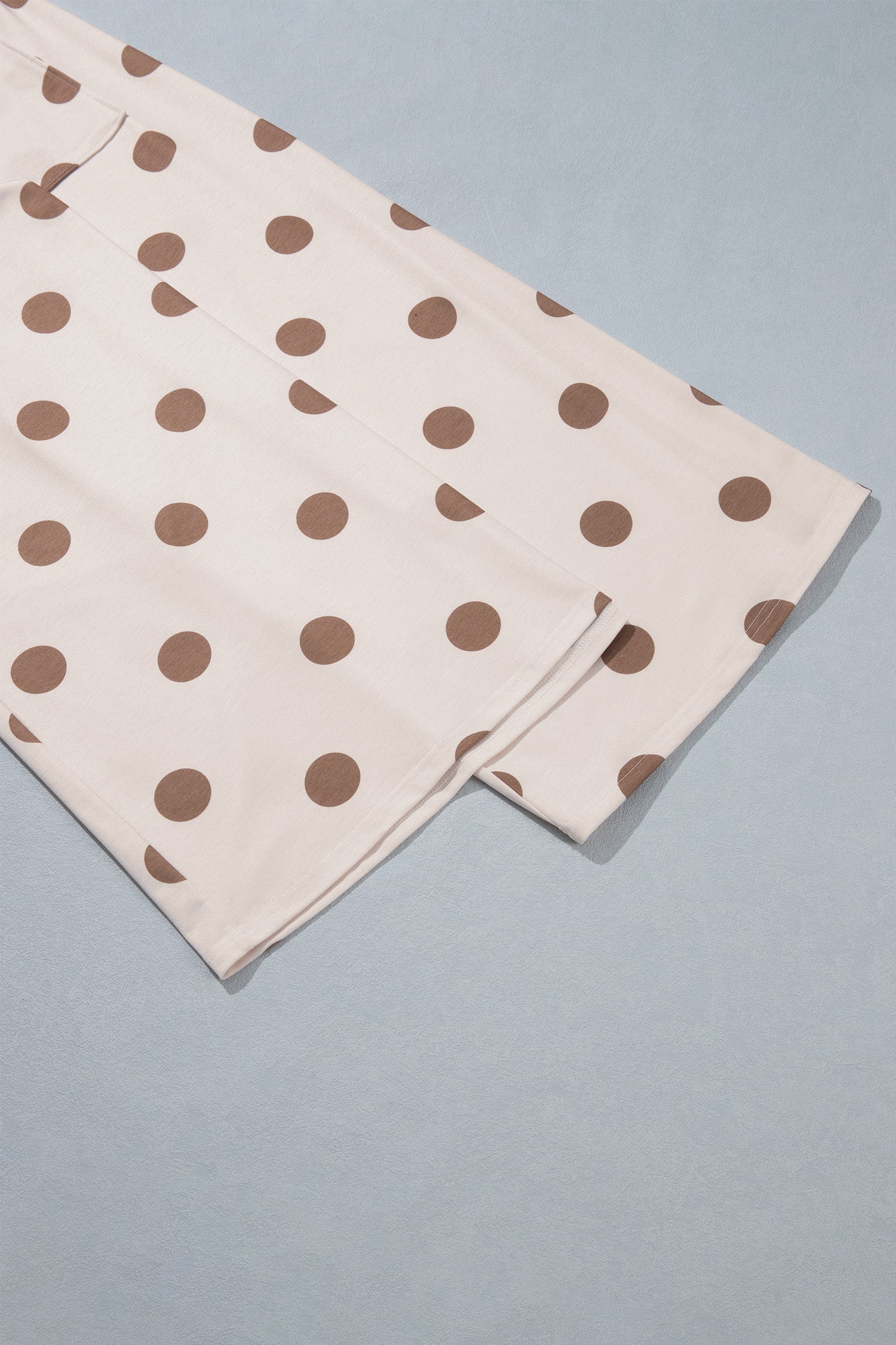 Brown Polka Dot Wide Leg Elastic Waist Casual Pants