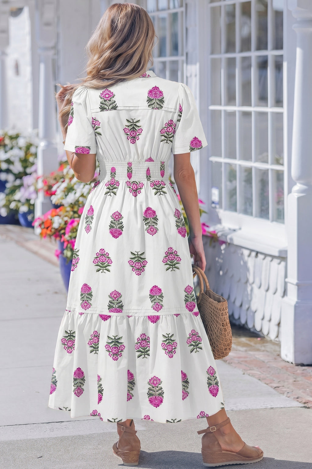 Floral Print Ruffle Hem Maxi Dress