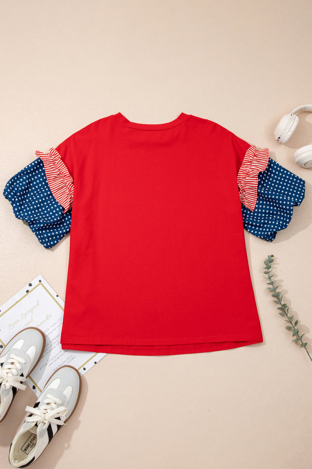 Star Spangled Ruffle Sleeve Top