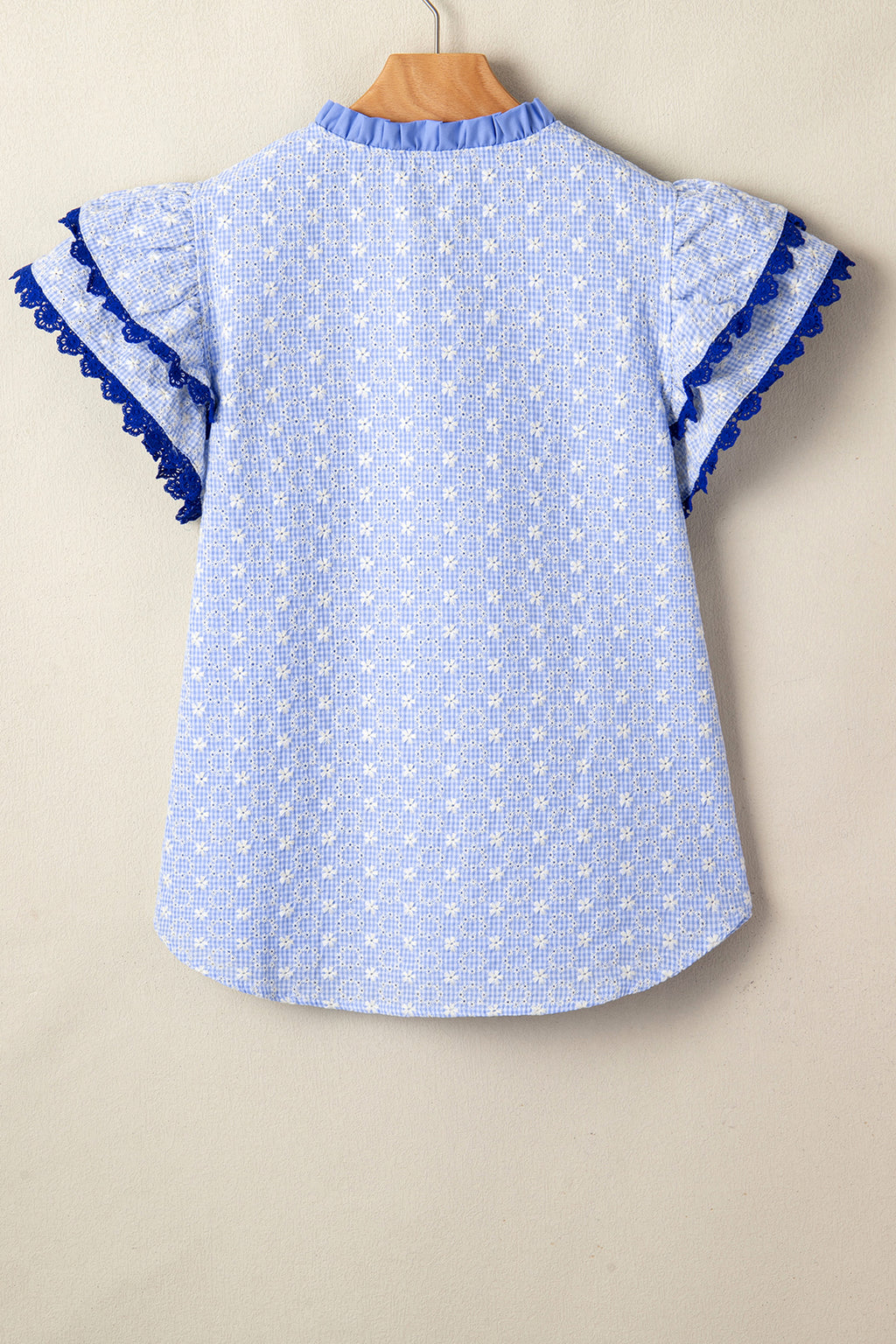 Beau Blue Flower Flutter Sleeve Blouse