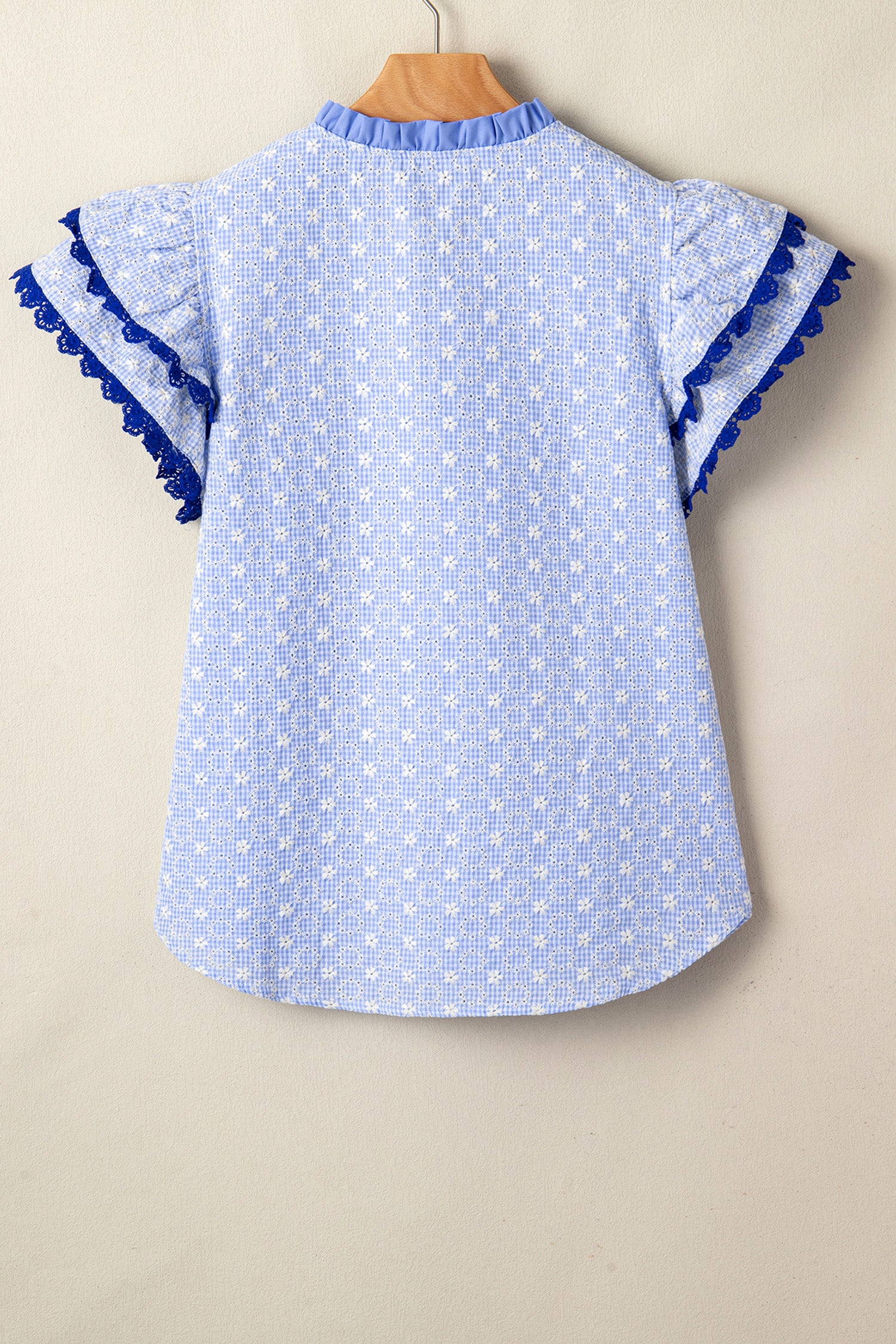Beau Blue Flower Flutter Sleeve Blouse