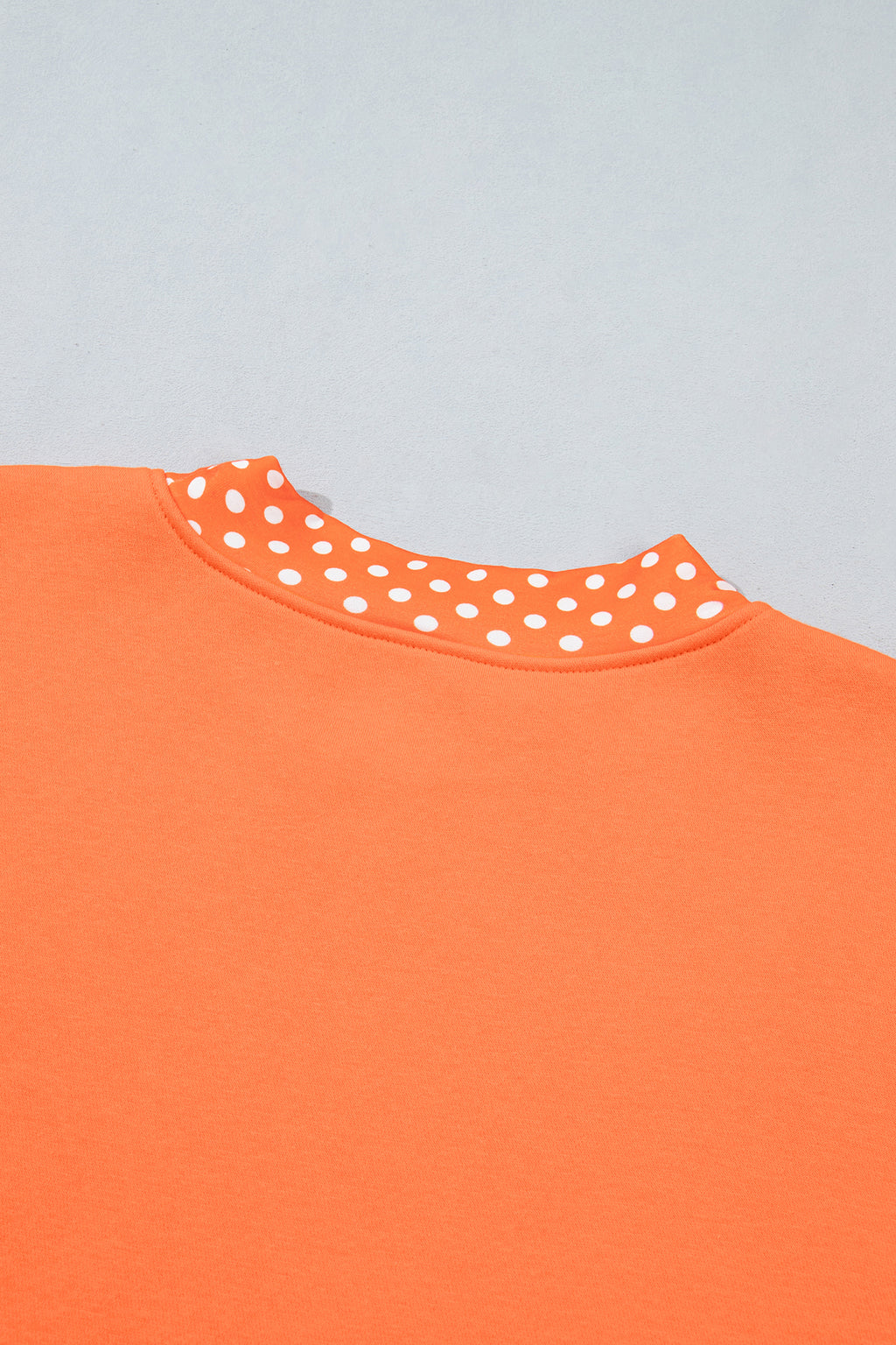 Orange Colorblock Polka Dot Contrast Trim Oversized Sweatshirt