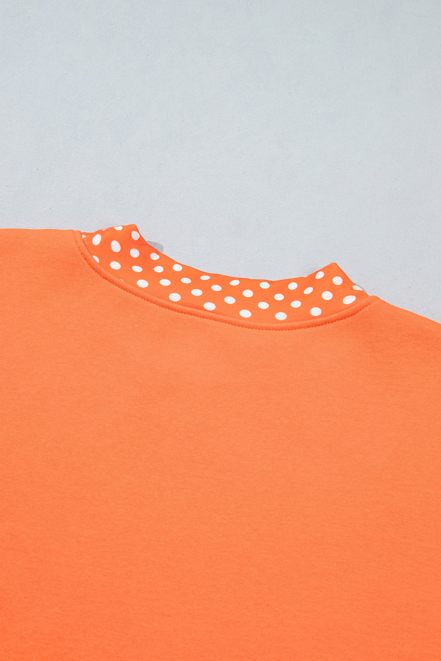 Orange Colorblock Polka Dot Contrast Trim Oversized Sweatshirt