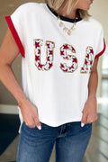 White USA Sequin Shirt