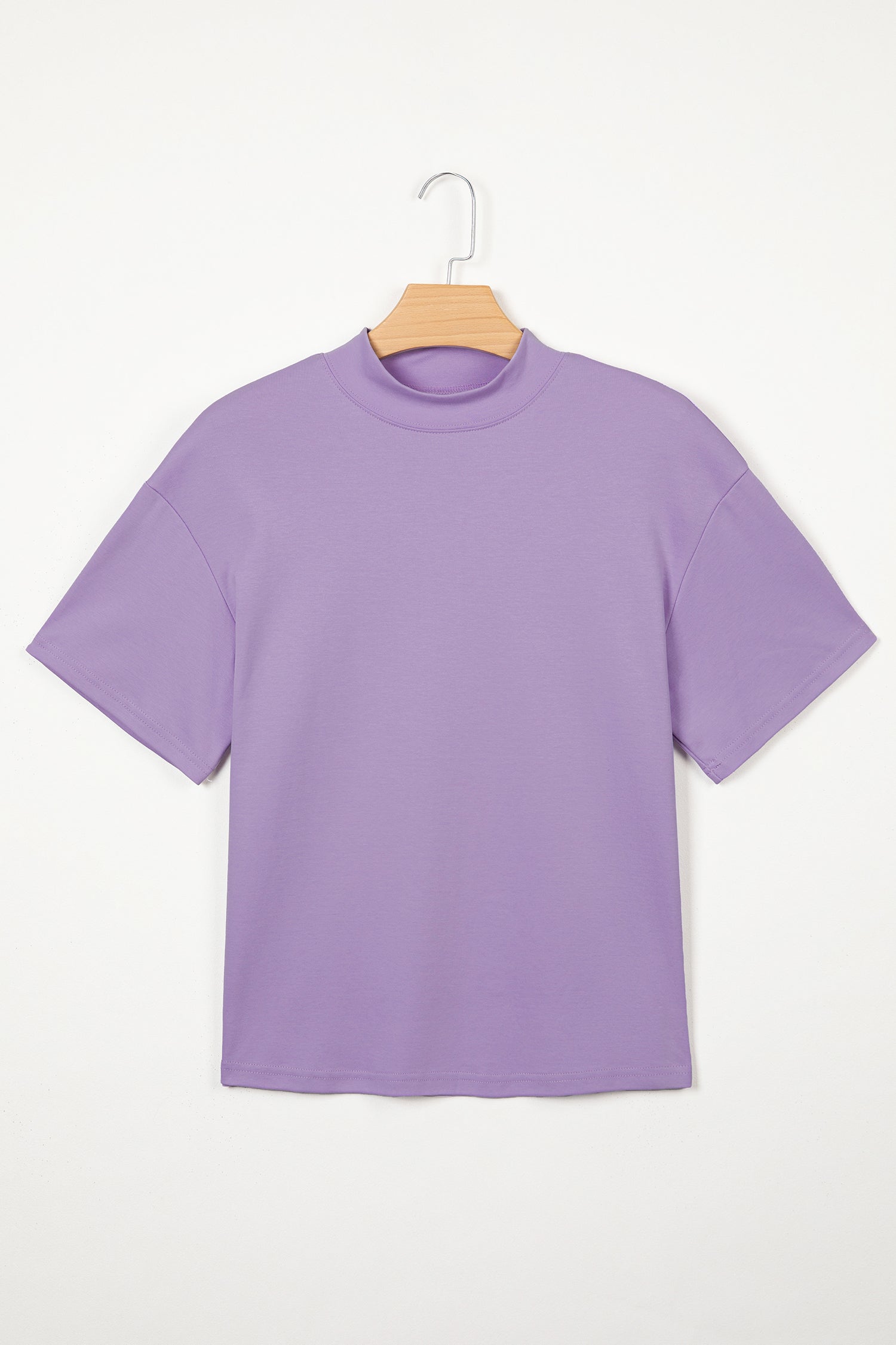 Sachet Pink Solid Color High Neck Oversize Tee