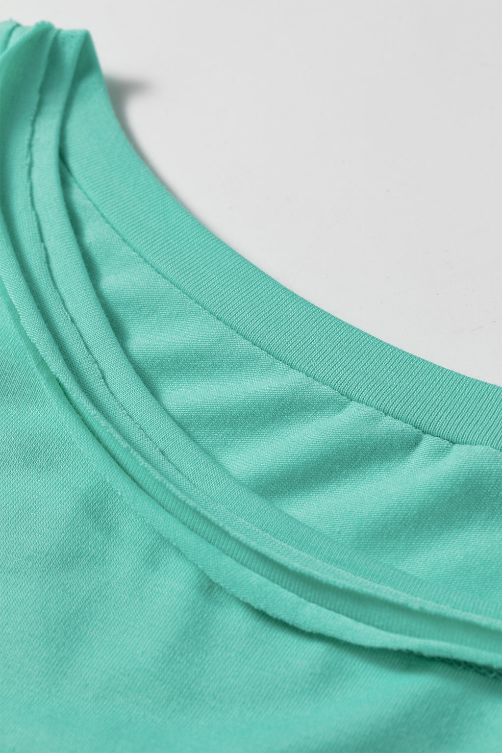 Mint Green Raw Edge Patch Pocket Oversized Top and Shorts Set