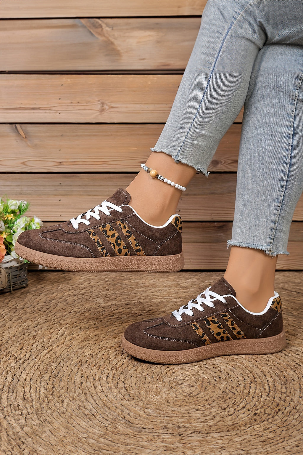 Southern Chic Leopard Lace-Up Sneakers