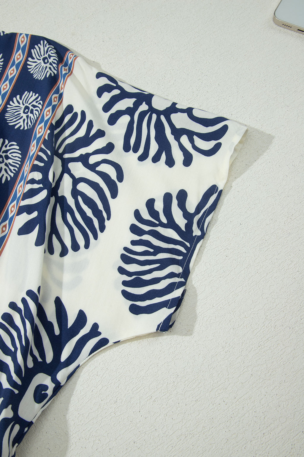 Blue Boho Floral Print Contrast Patchwork V Neck Dolman Maxi Dress