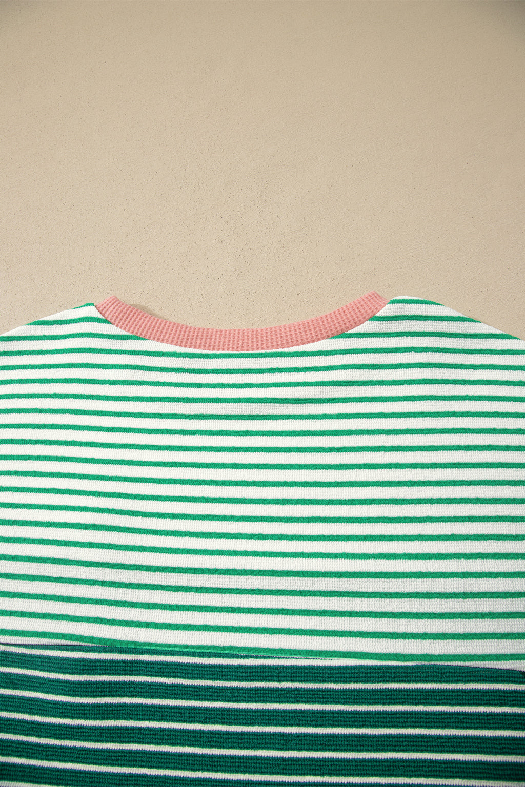 Green Stripe Contrast Print Color Block Detail Relaxed Tee