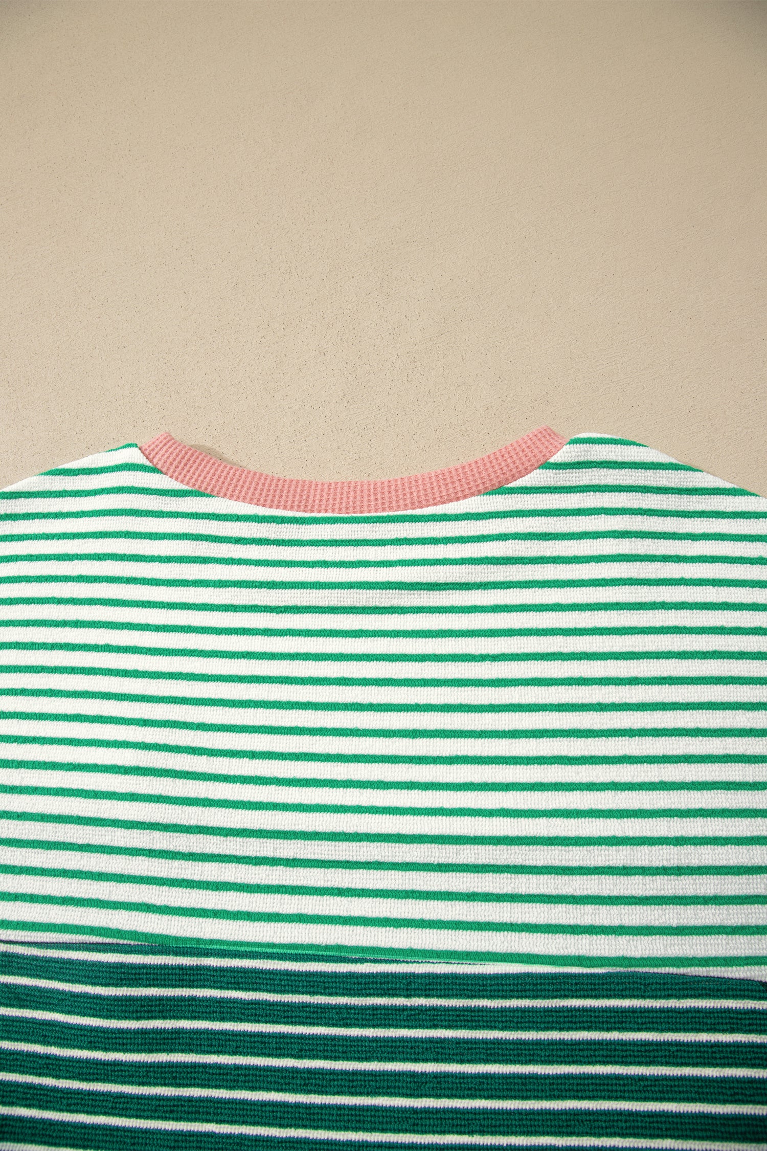 Green Stripe Contrast Print Color Block Detail Relaxed Tee