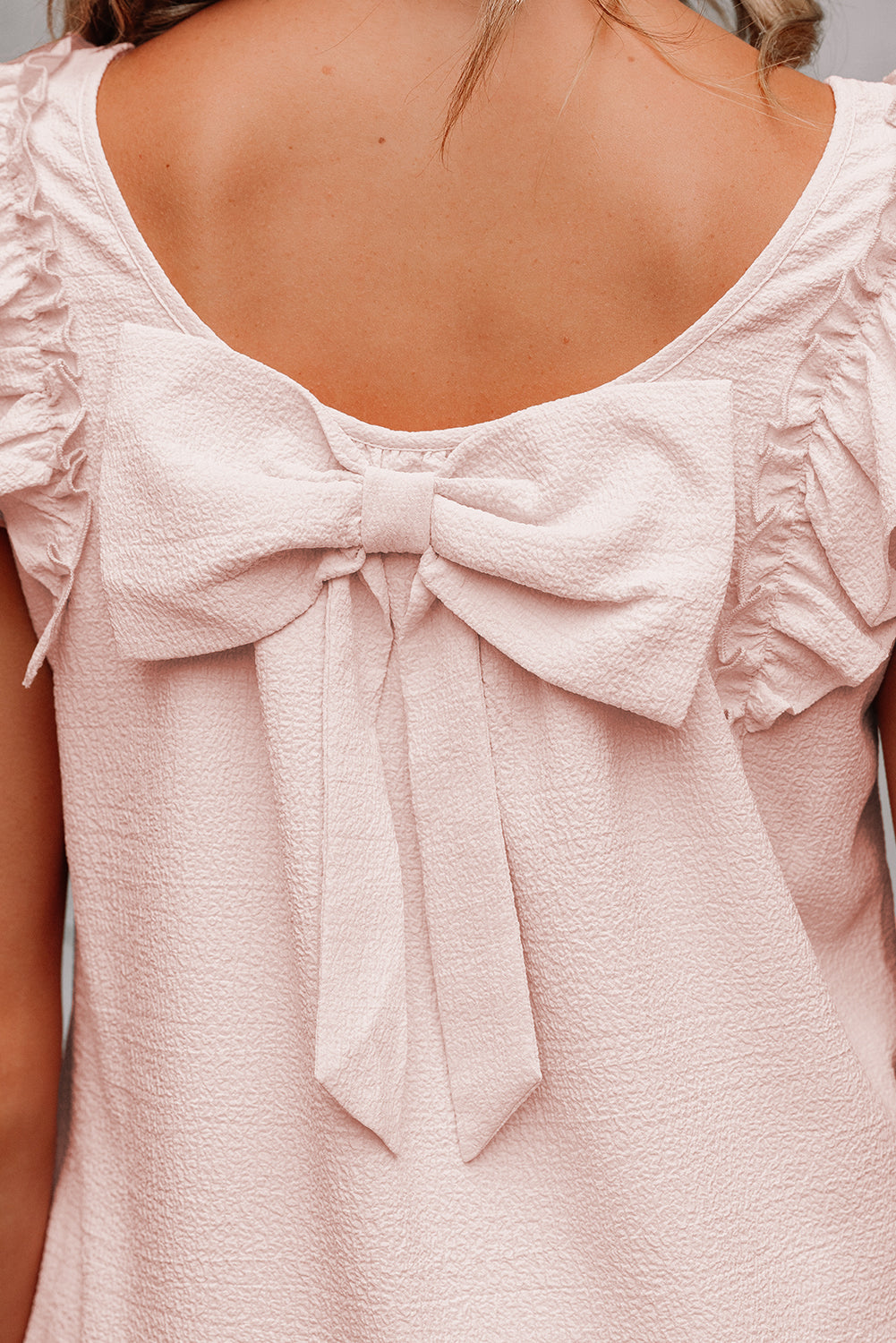 Blush Bow Flutter Mini Dress