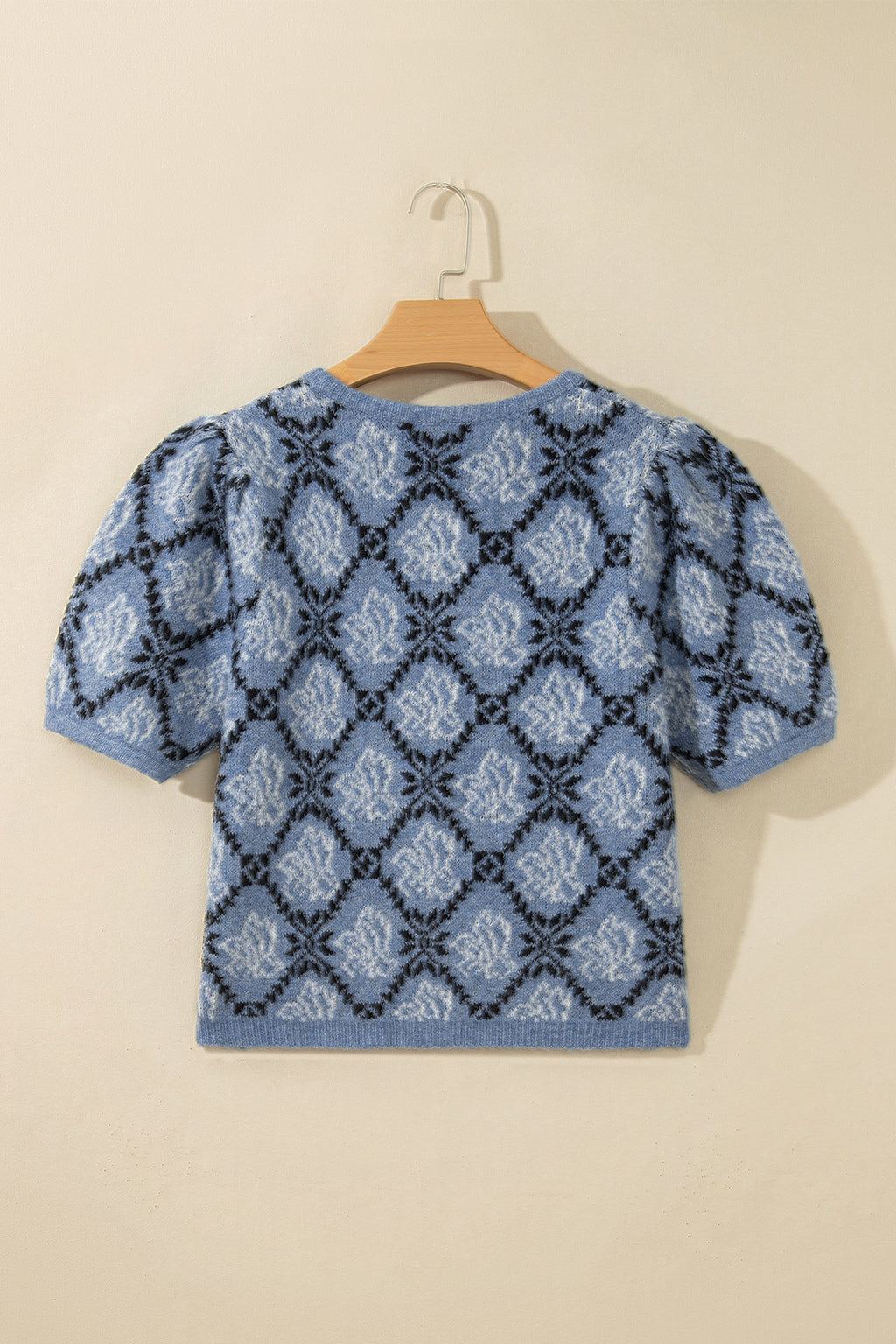 Dark Blue Short Sleeve Button Front Boho Knit Top Cardigan
