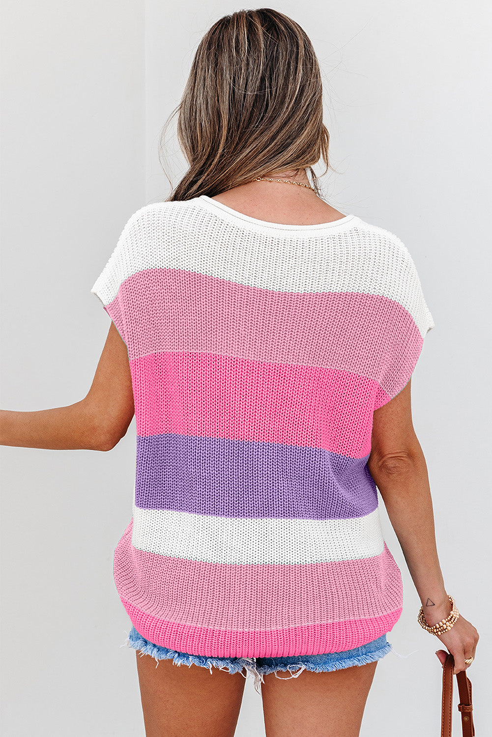 Soft Pink Color V Neck Sweater Shirt