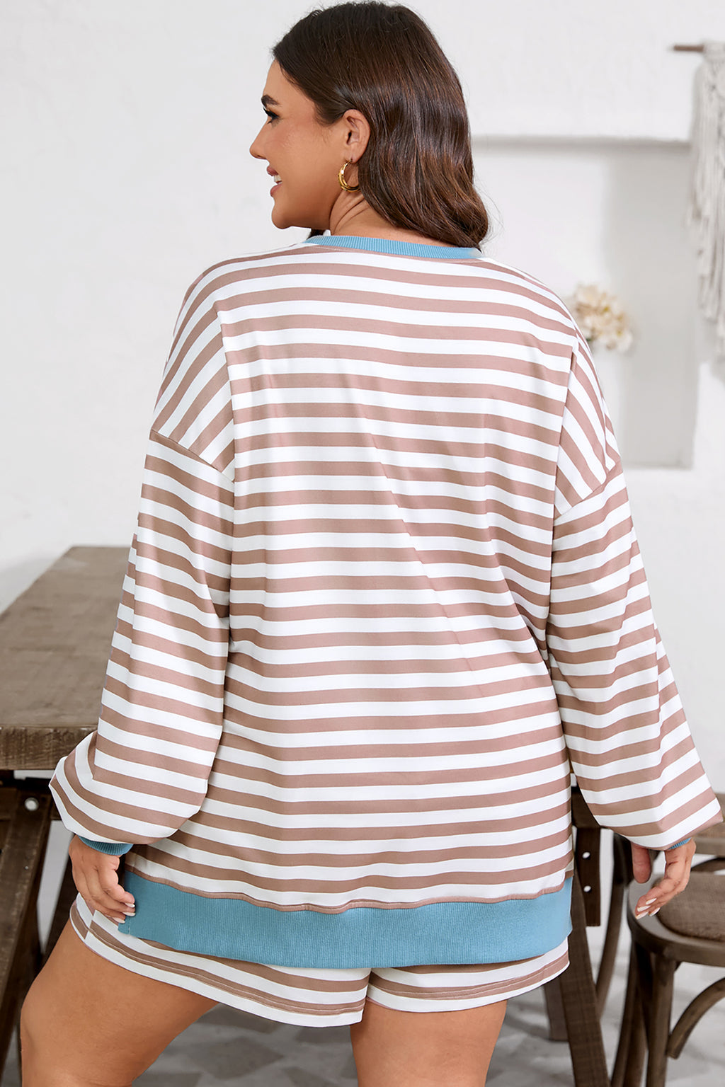 Cozy Khaki Stripe Lounge Set