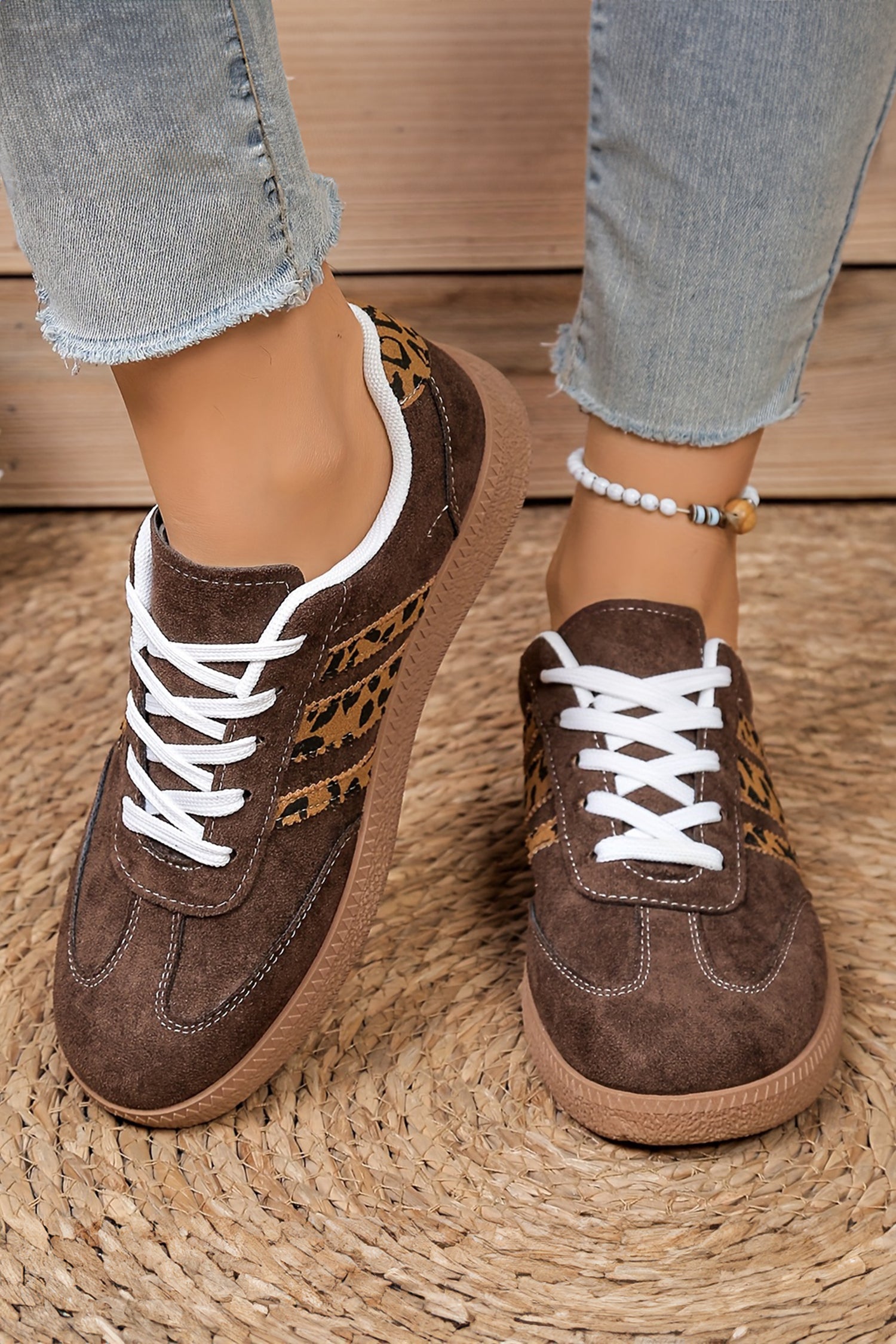 Southern Chic Leopard Lace-Up Sneakers