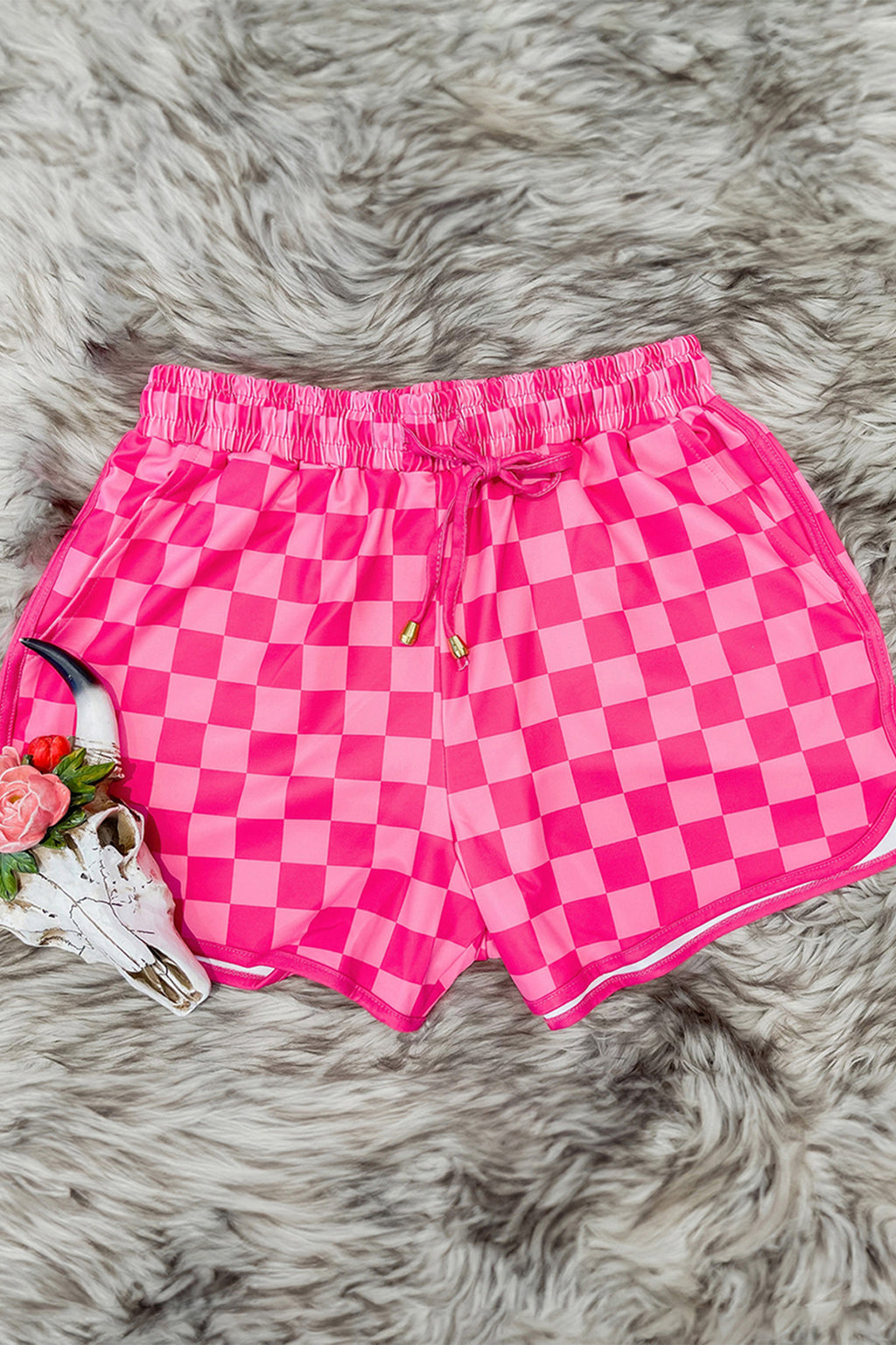 Rose Checkered Casual Shorts
