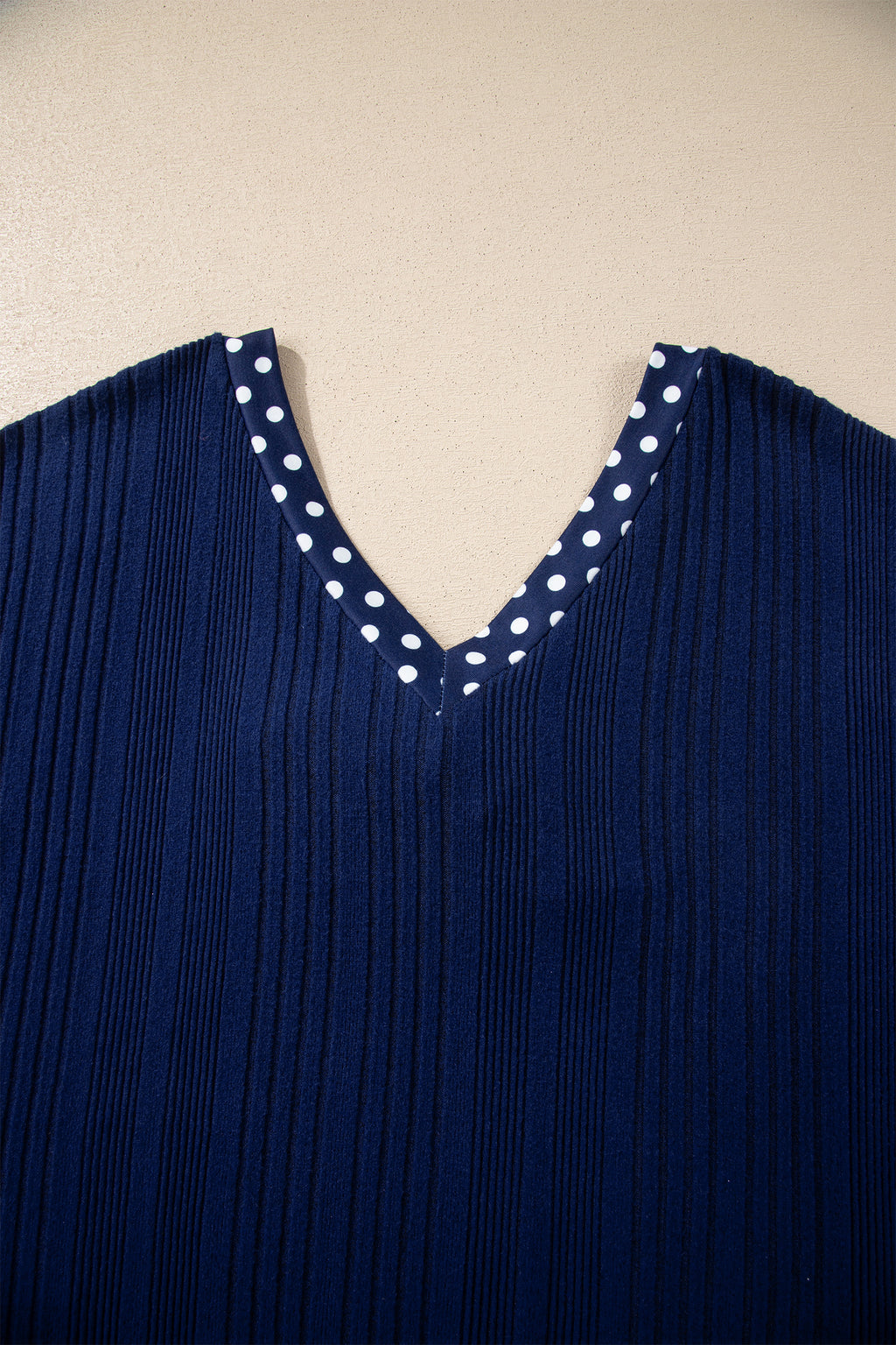 Polka Dot Bow Tie Ribbed Top