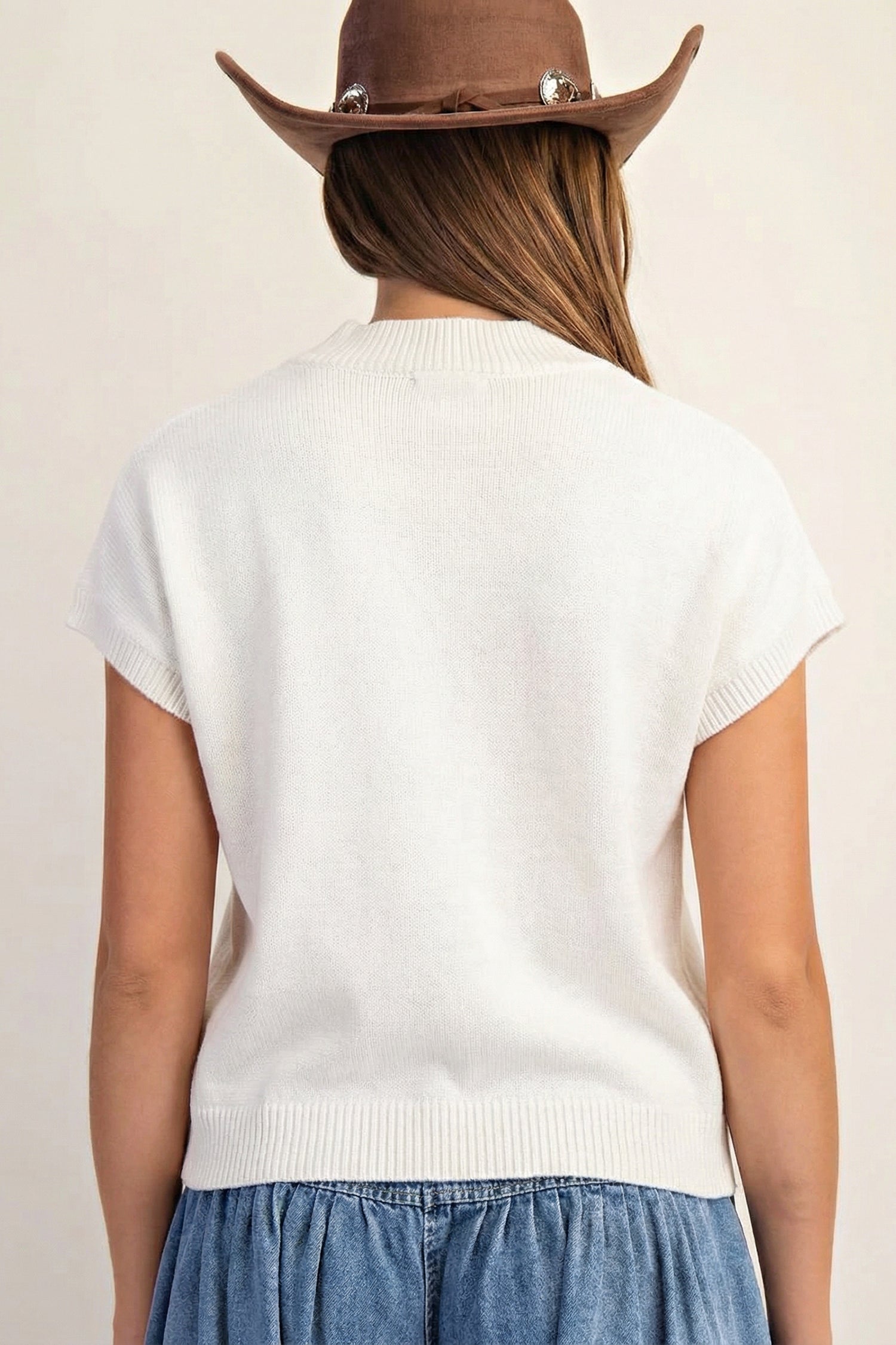 White Corded Horseshoes Sweater