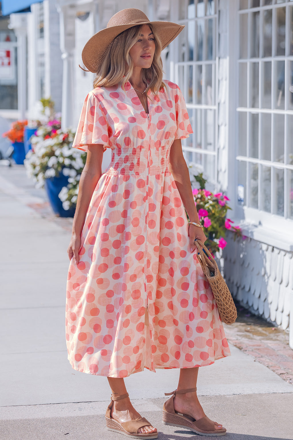 Pink Polka Dot Long Dress
