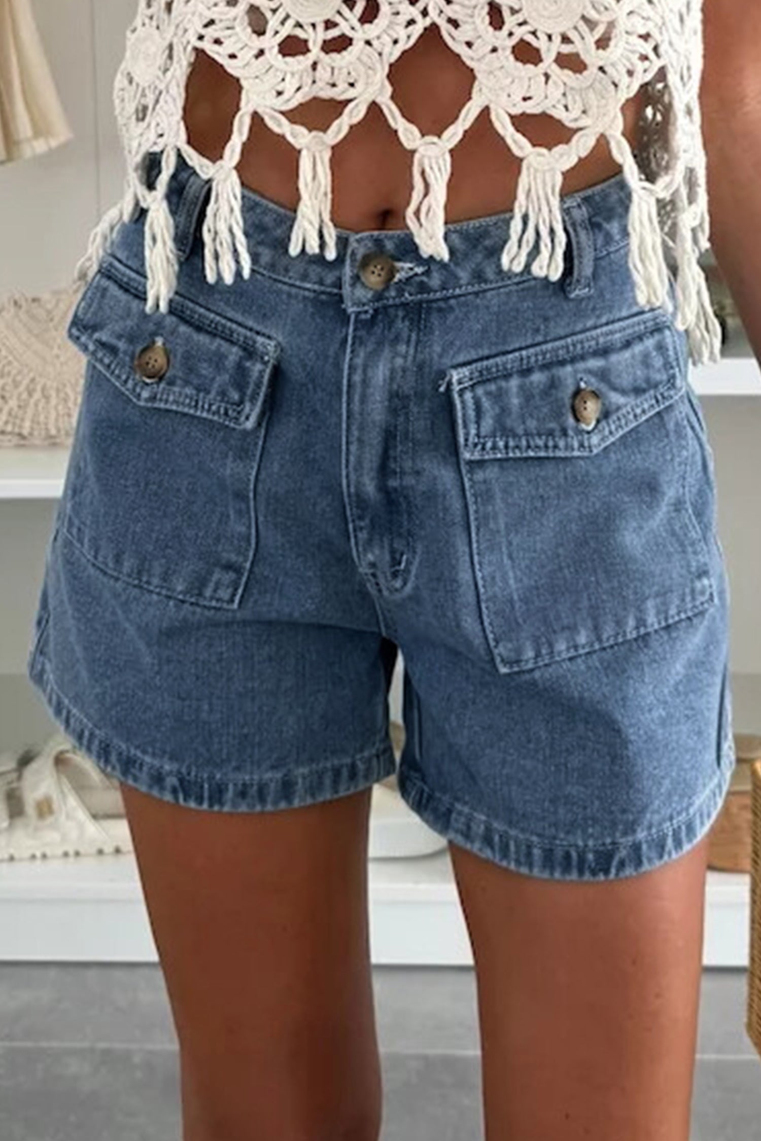 Dusk Blue Denim Shorts