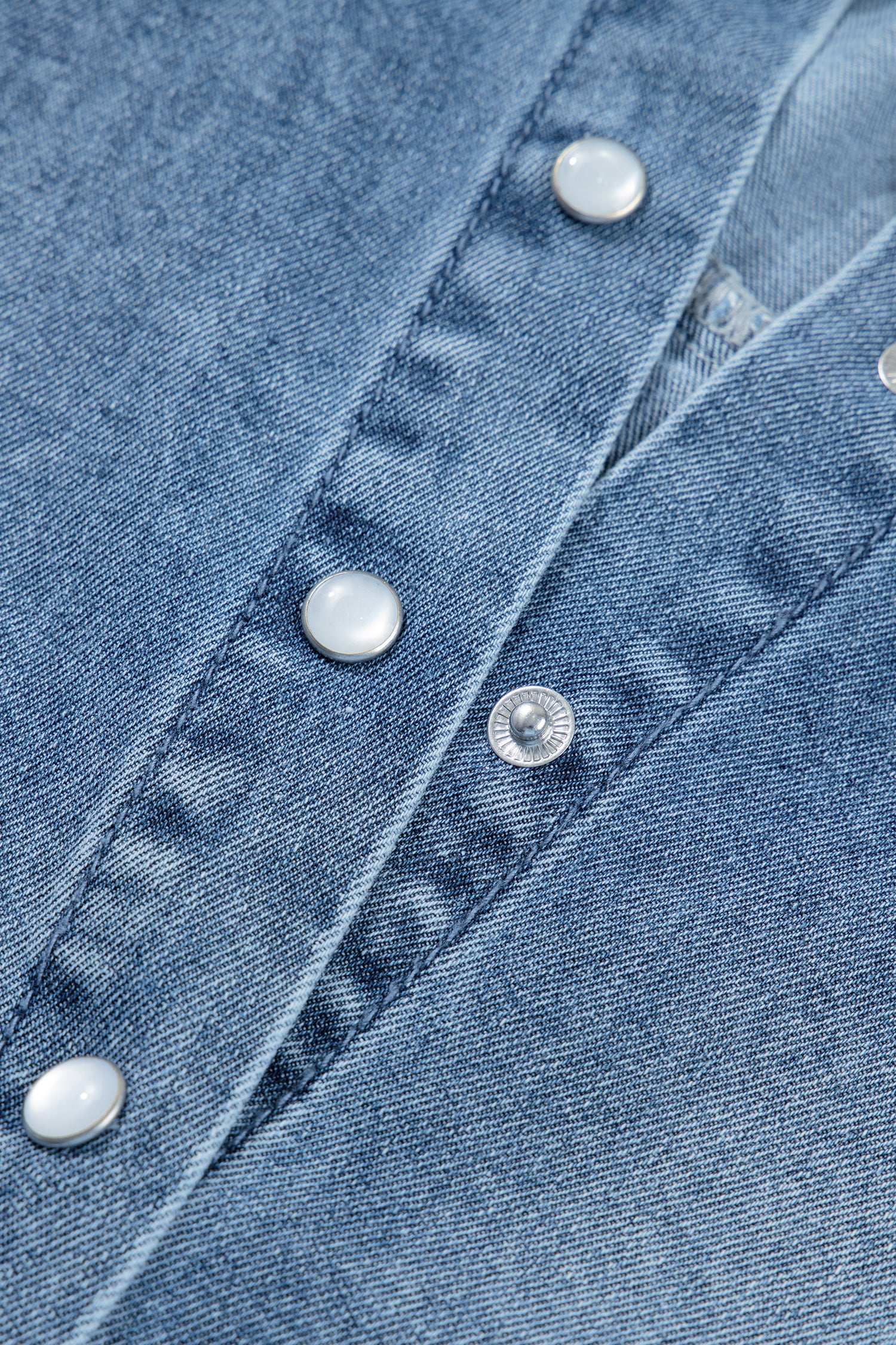 Frilled Short Sleeve Denim Shirt