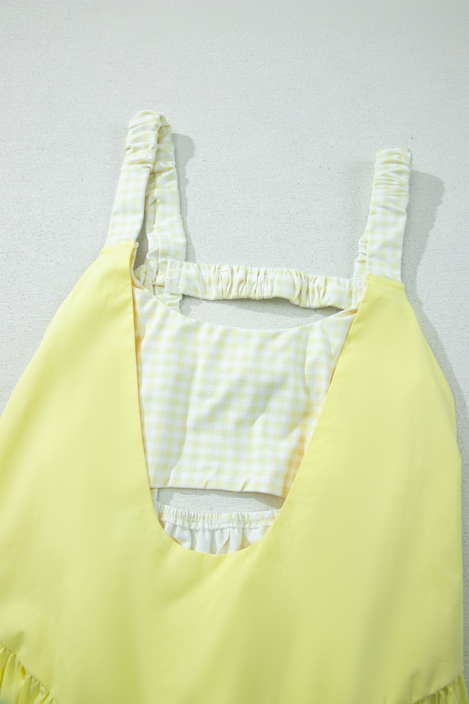 White Faux Two Piece Gingham Contrast Patchwork Loose Mini Dress