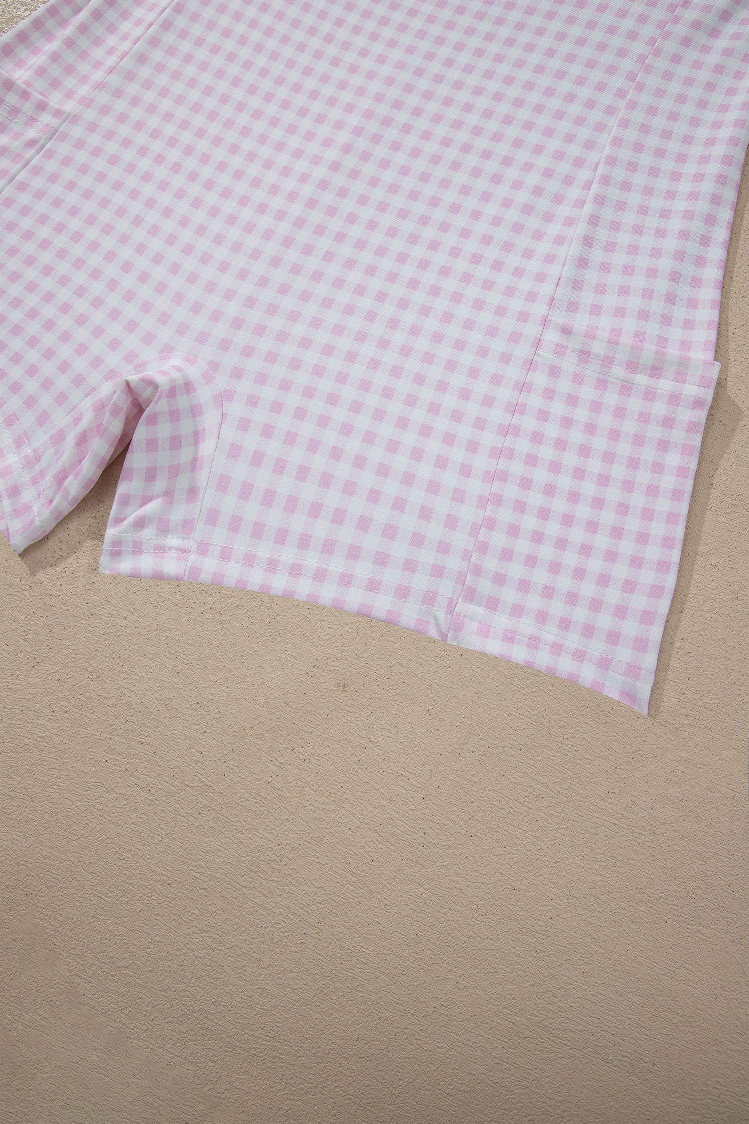 White Faux Two Piece Gingham Contrast Patchwork Loose Mini Dress