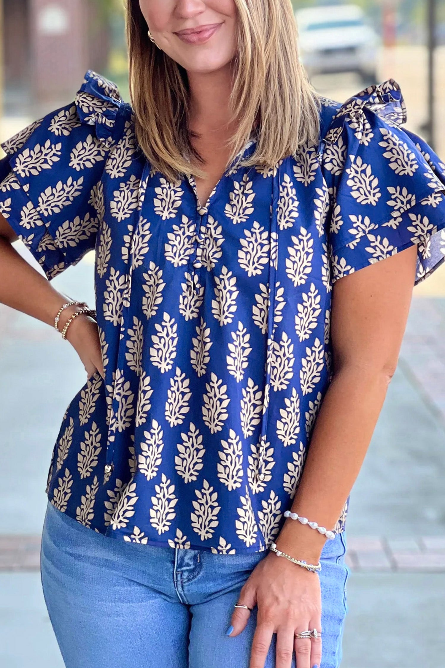 Royal Charm Printed Blouse