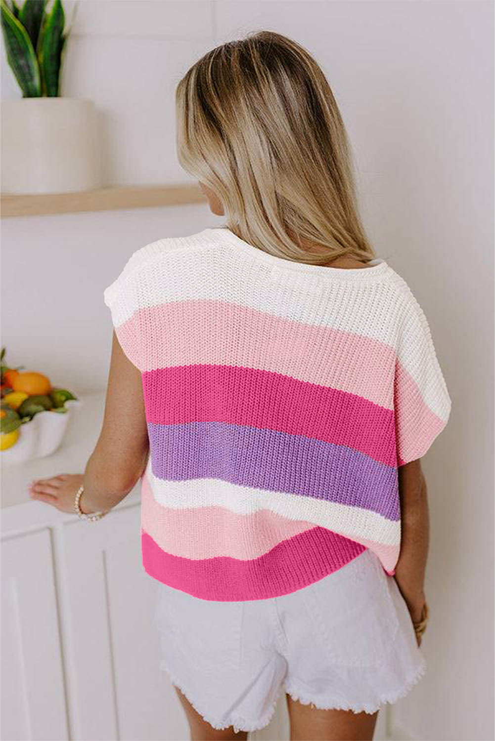 Soft Pink Color V Neck Sweater Shirt