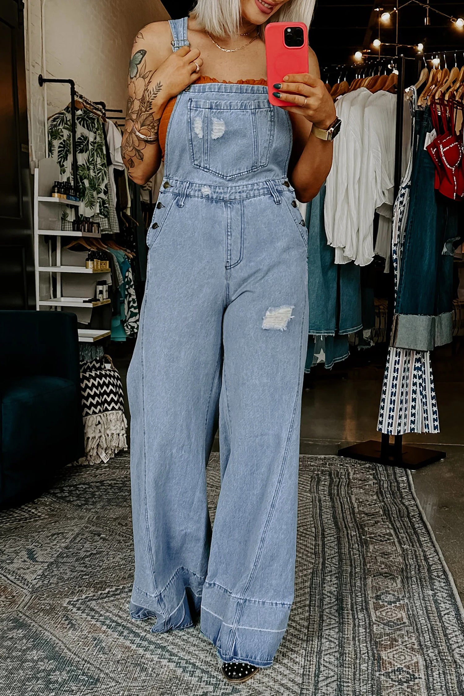 Retro Denim Overall Jumpsuit