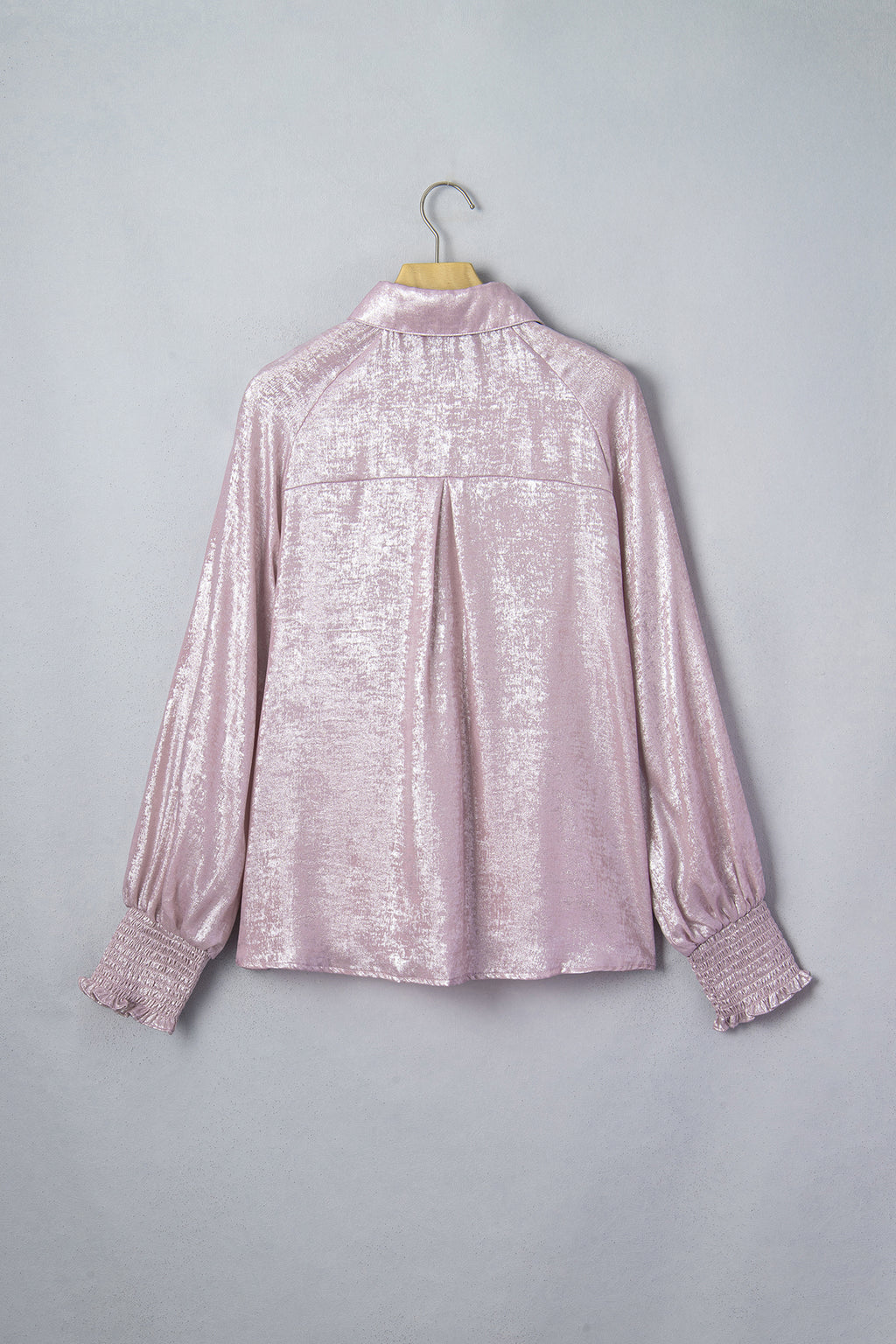Delicacy Long Sleeve Button Front Ruffle Cuffs Back Paneling Shirt