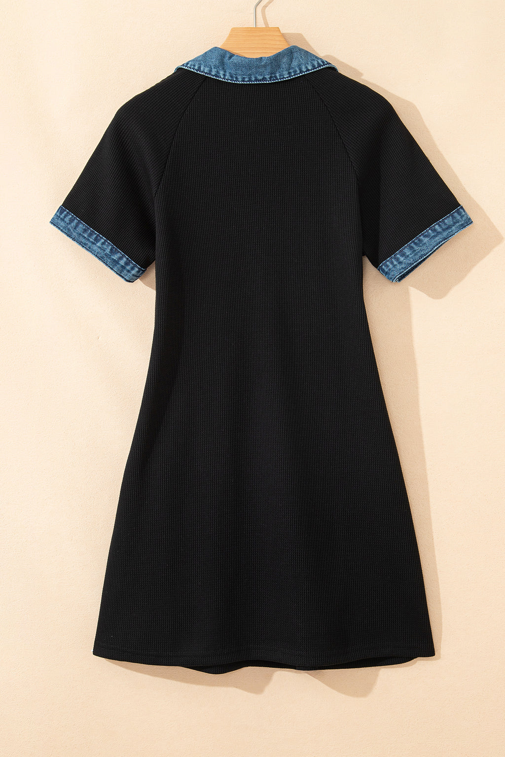Waffle Knit Denim Polo Tee Dress