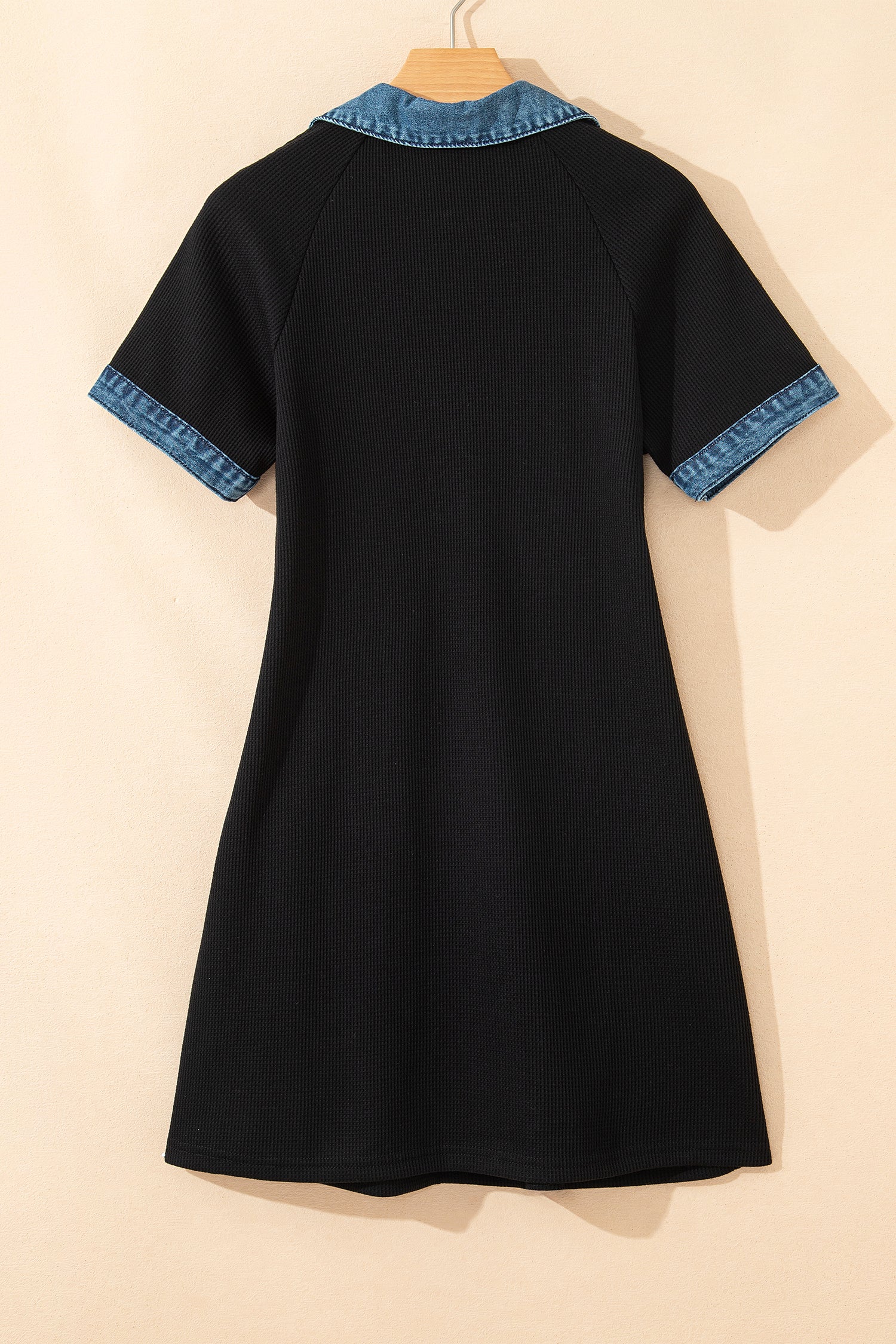 Waffle Knit Denim Polo Tee Dress