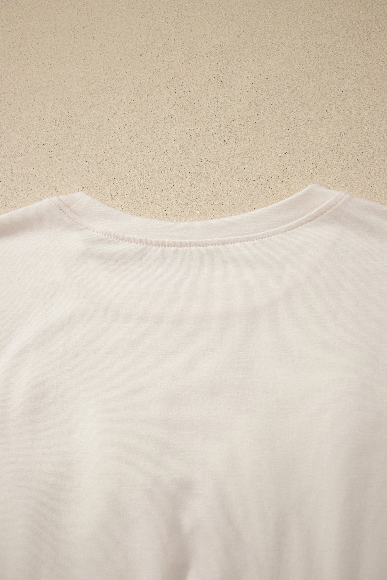 White Loose Knit Vintage Flag Bow Patched T Shirt