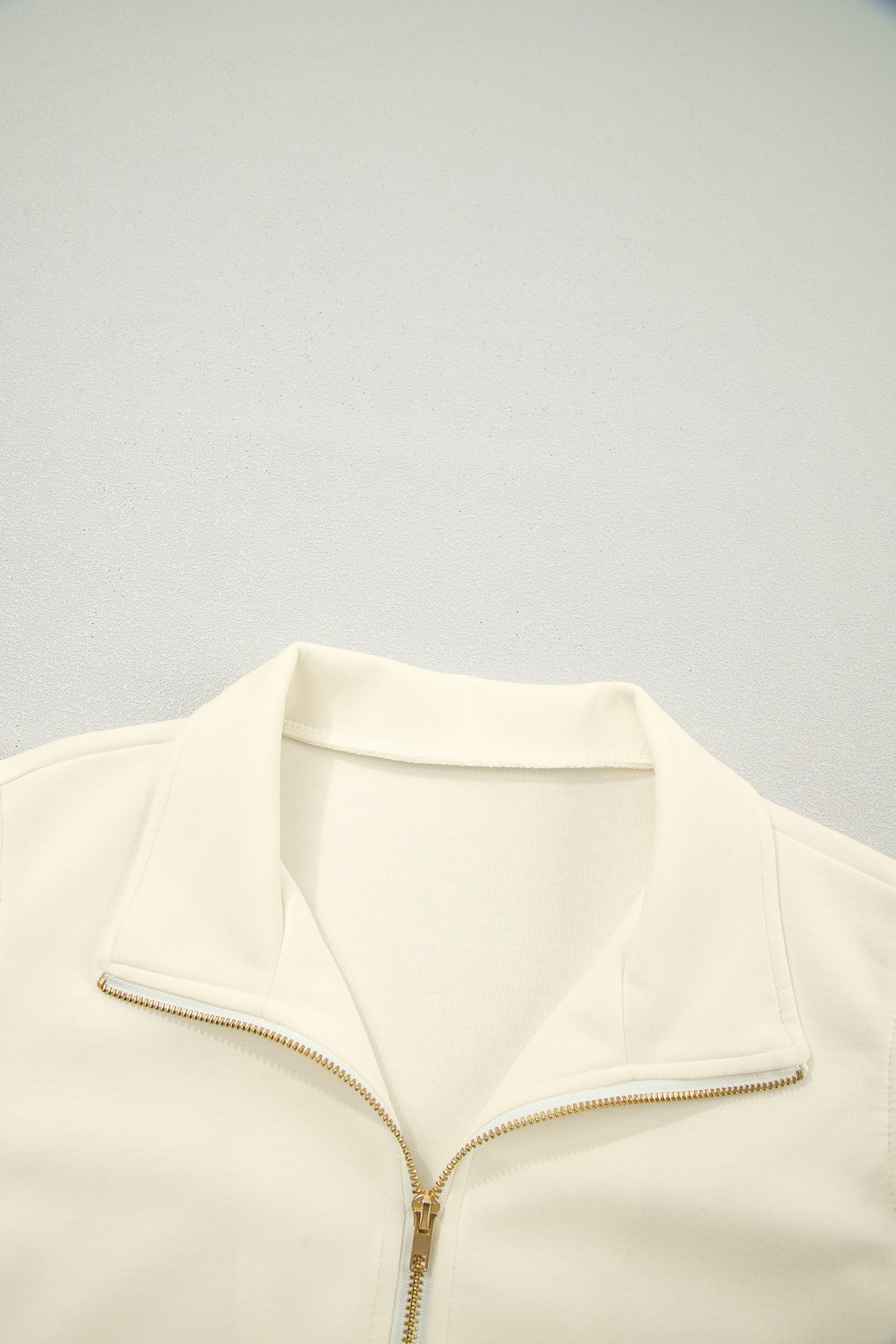 Beige Collared Ruffled Short Sleeve Blouse