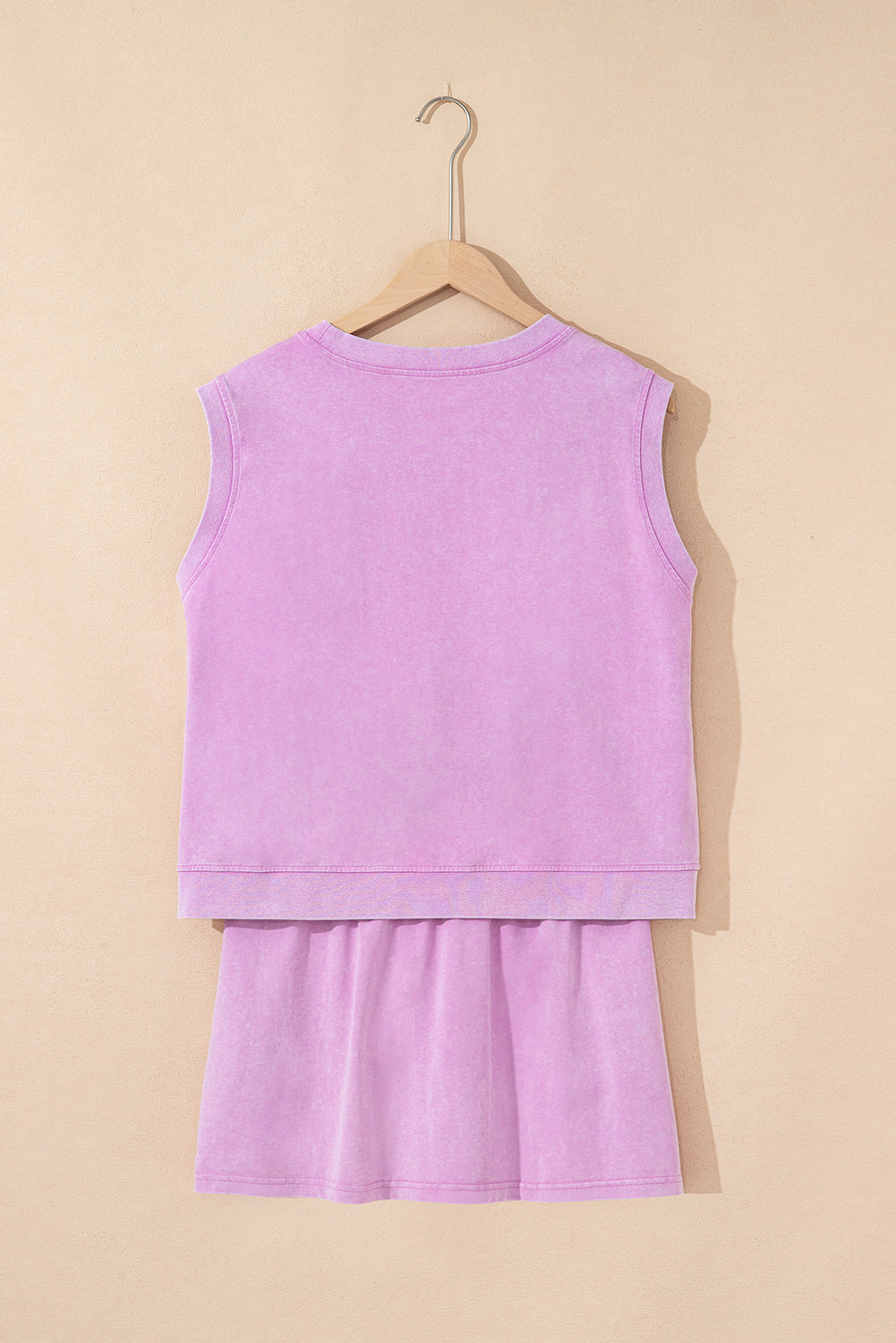2 pcs Tank Top Lined Split Skirt Set
