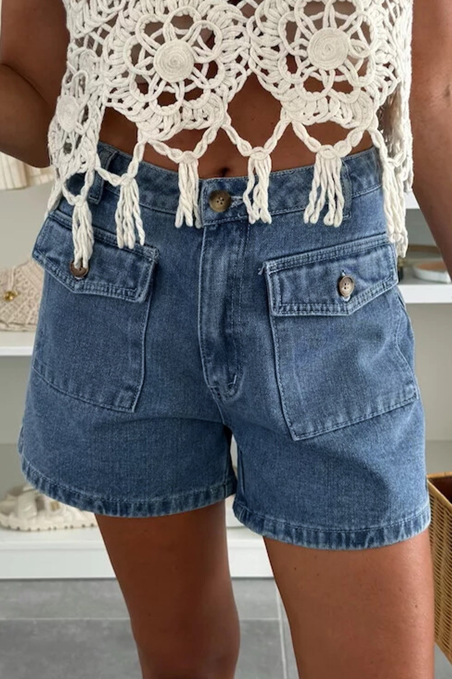 Dusk Blue Denim Shorts