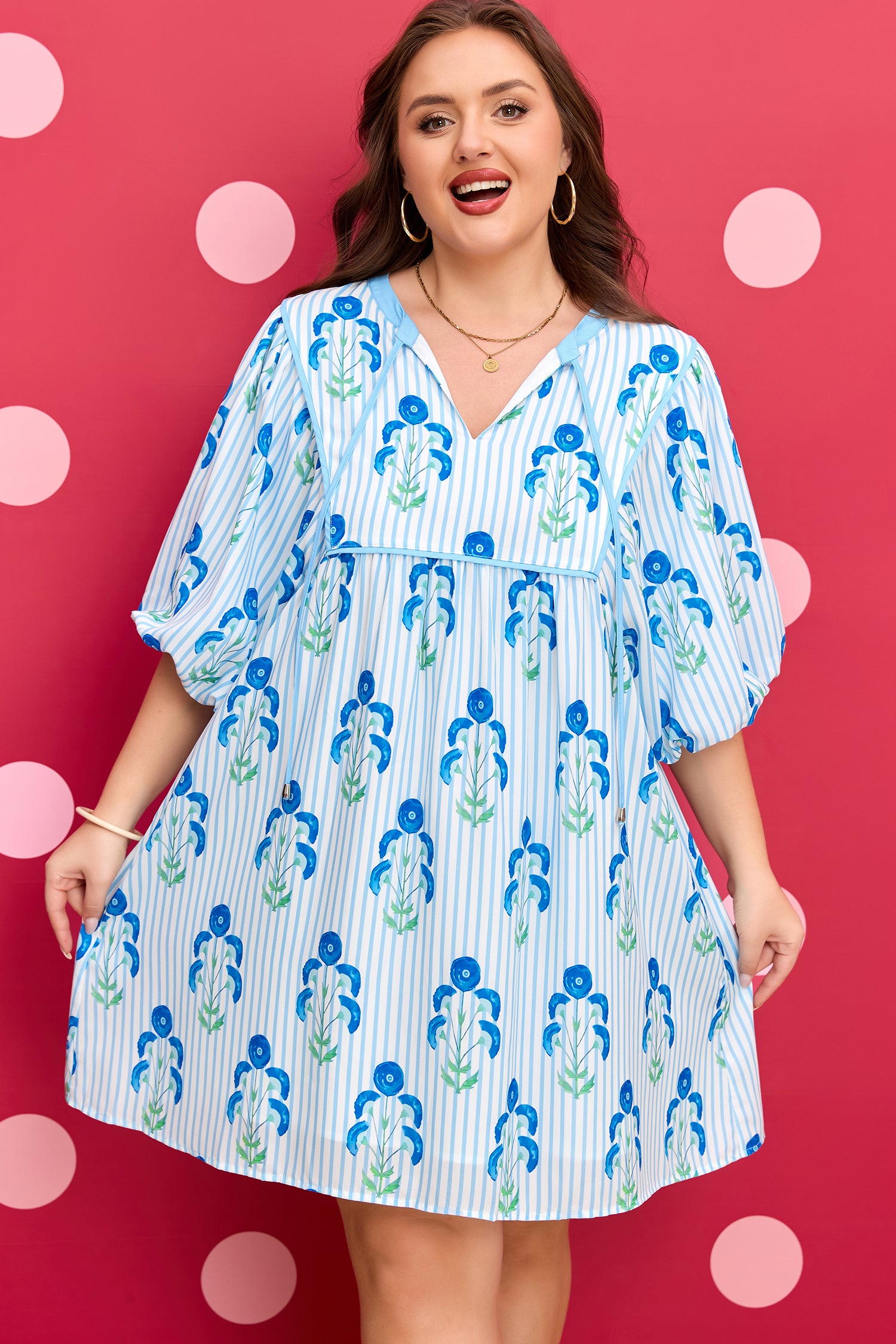 Blooming Floral Striped Dress