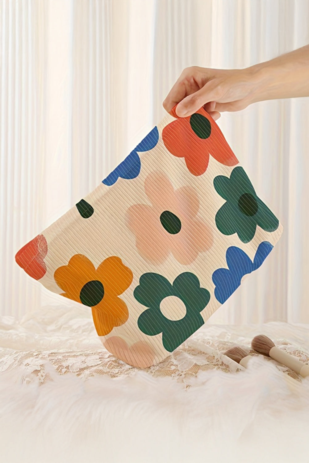 White Floral Storage Bag